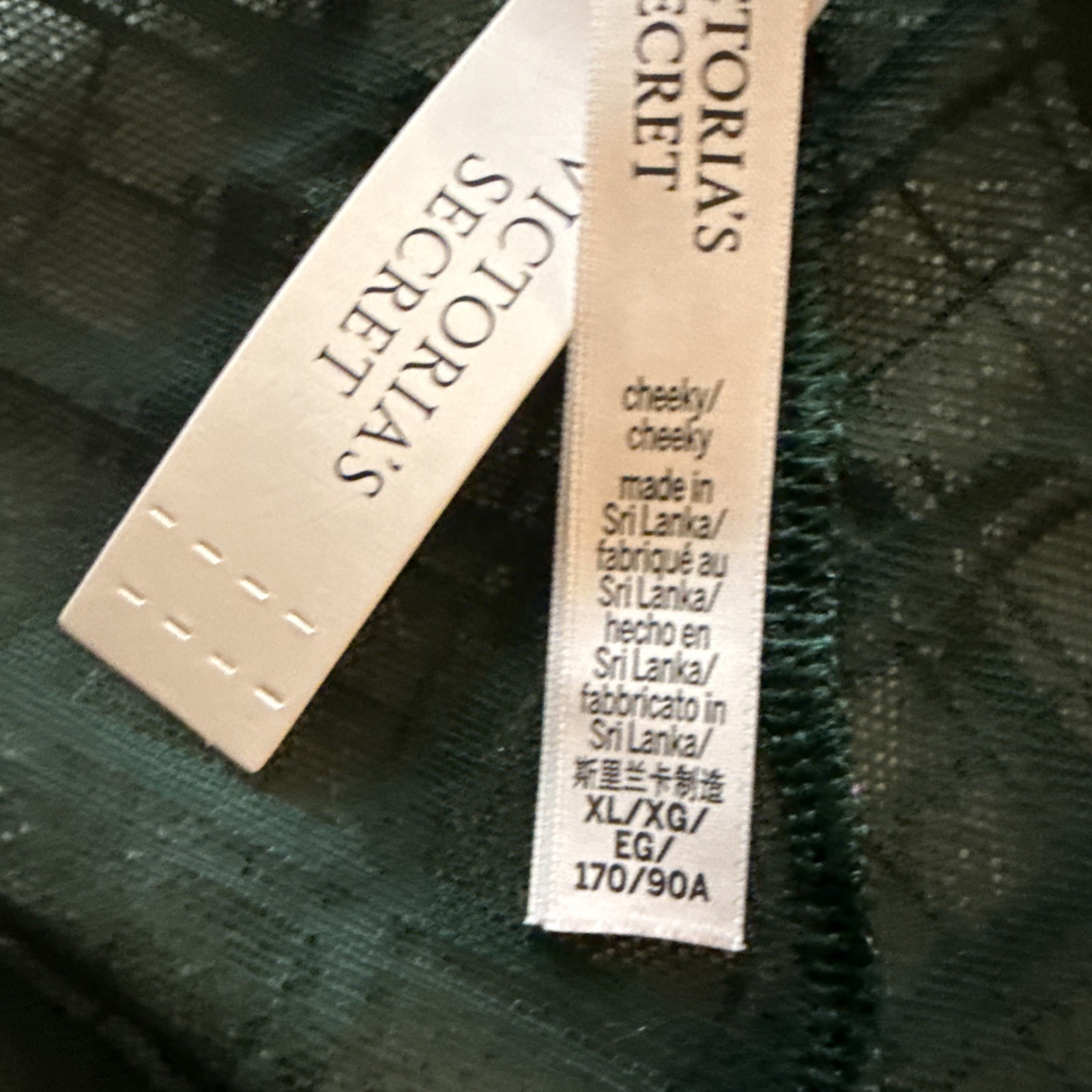 Victoria’s Secret Xl Green Plaid Mesh Back No-Show Cheeky Panties