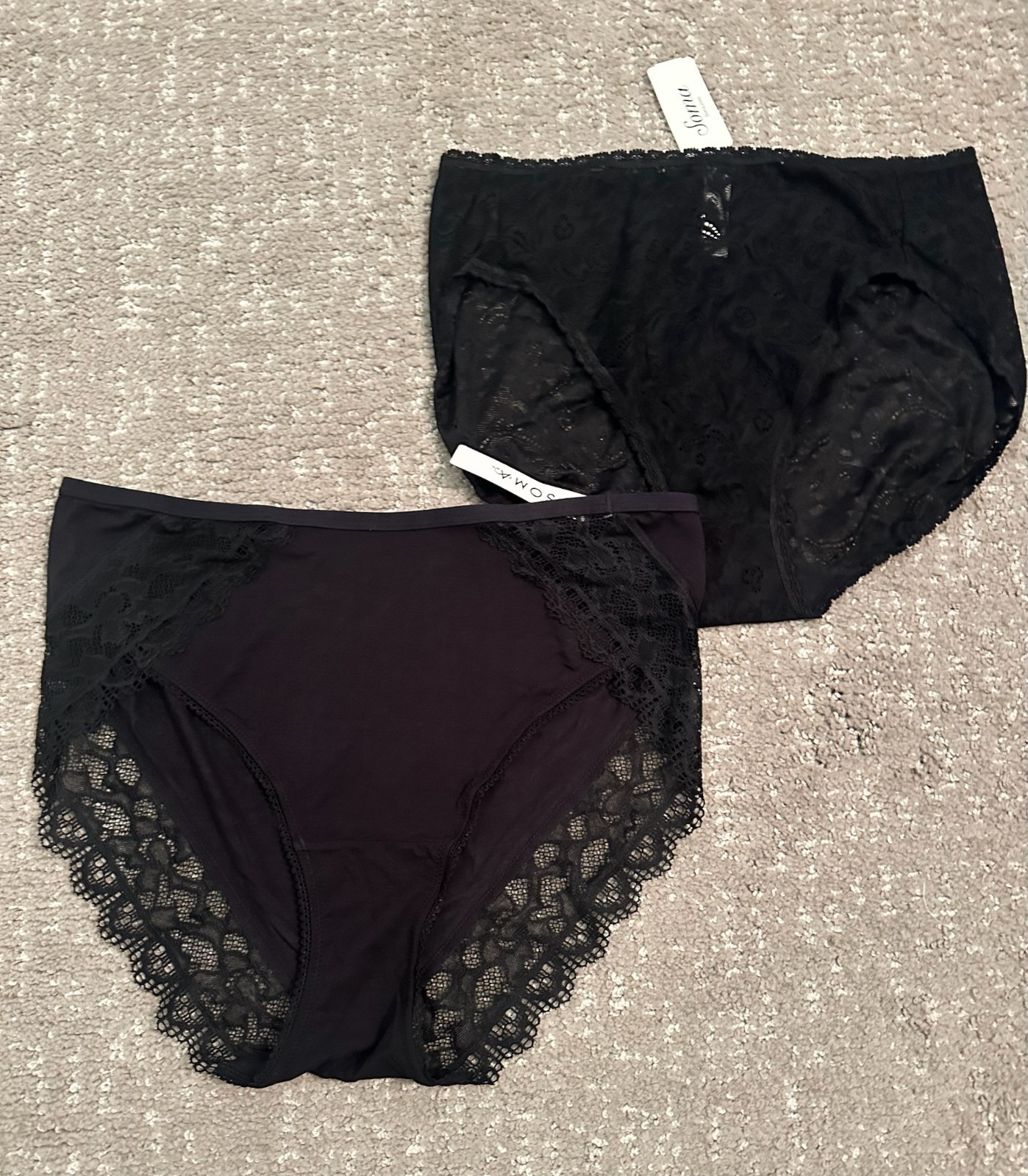 SOMA Embraceable Enchanting Lace High Leg Panties Black L NWT Enticing Lace 2 pr
