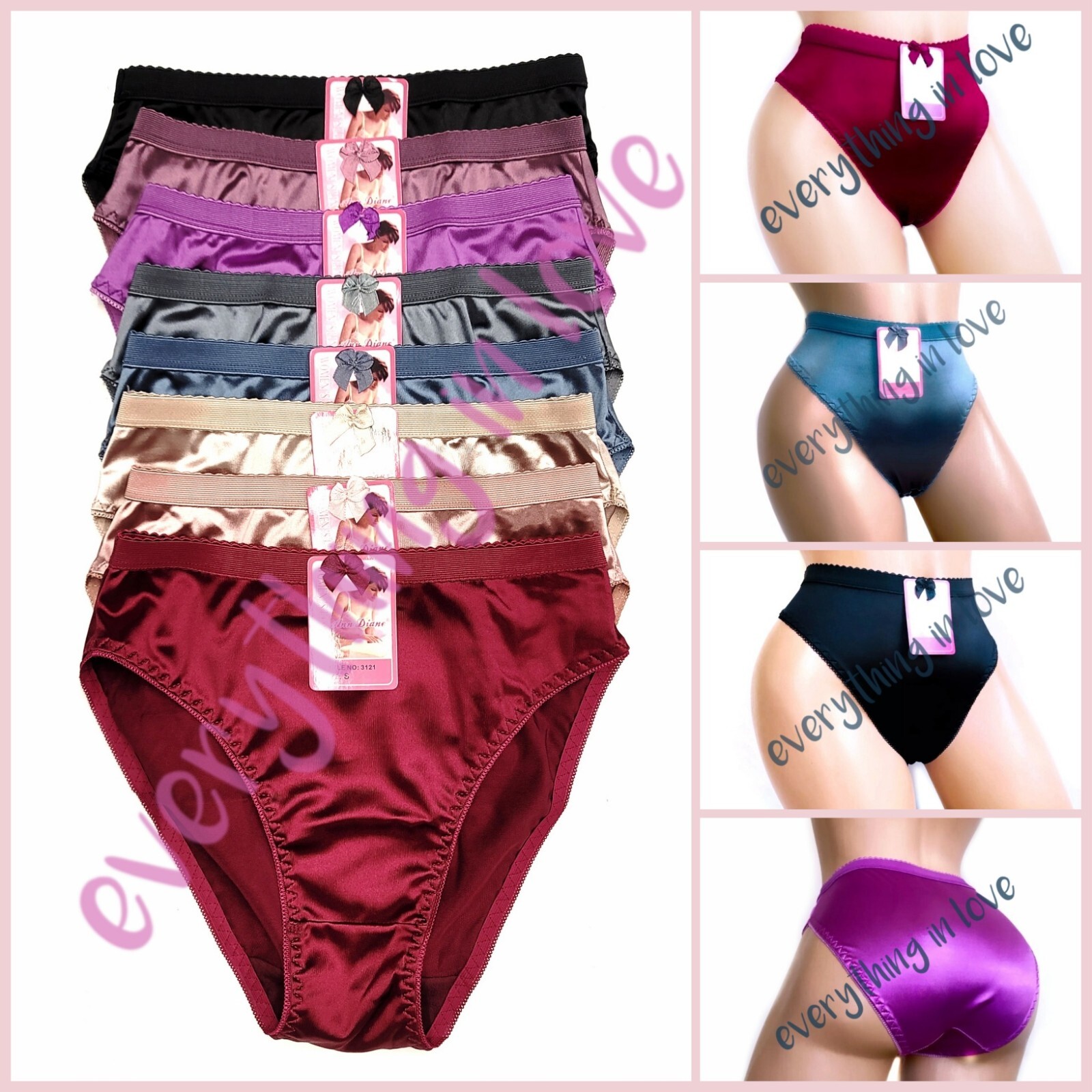 Women High Cut Full Coverage Comfort Satin Shiny Bikini Panty Underwear