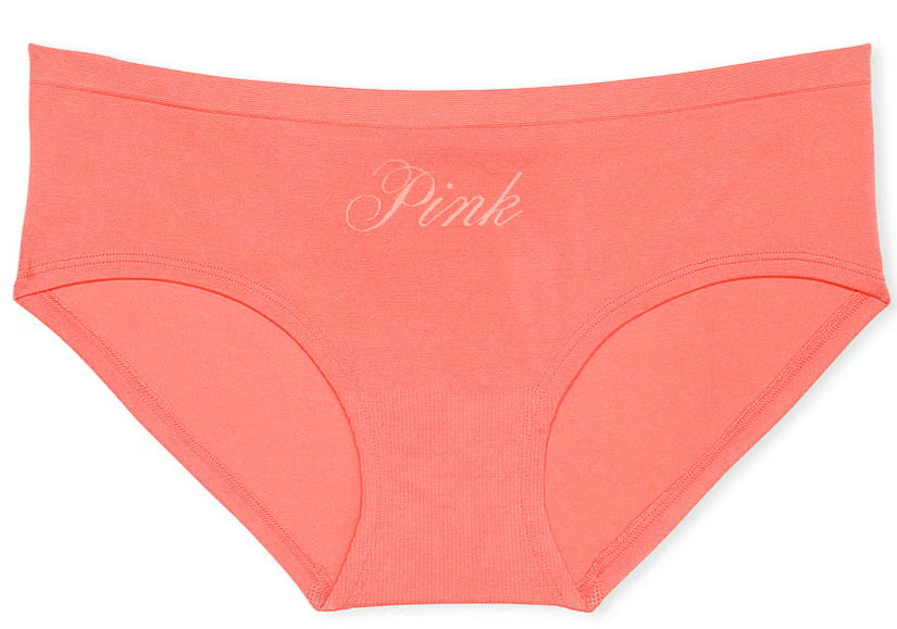 L Bright Coral Orange Seamless Victorias Secret PINK Hipster Hiphugger Pantie