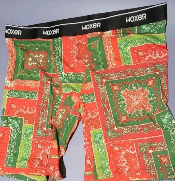 Woxer Women’s Mid-Rise Lightweight Biker Shorts Holiday Bandana Ltd. Ed Size XL