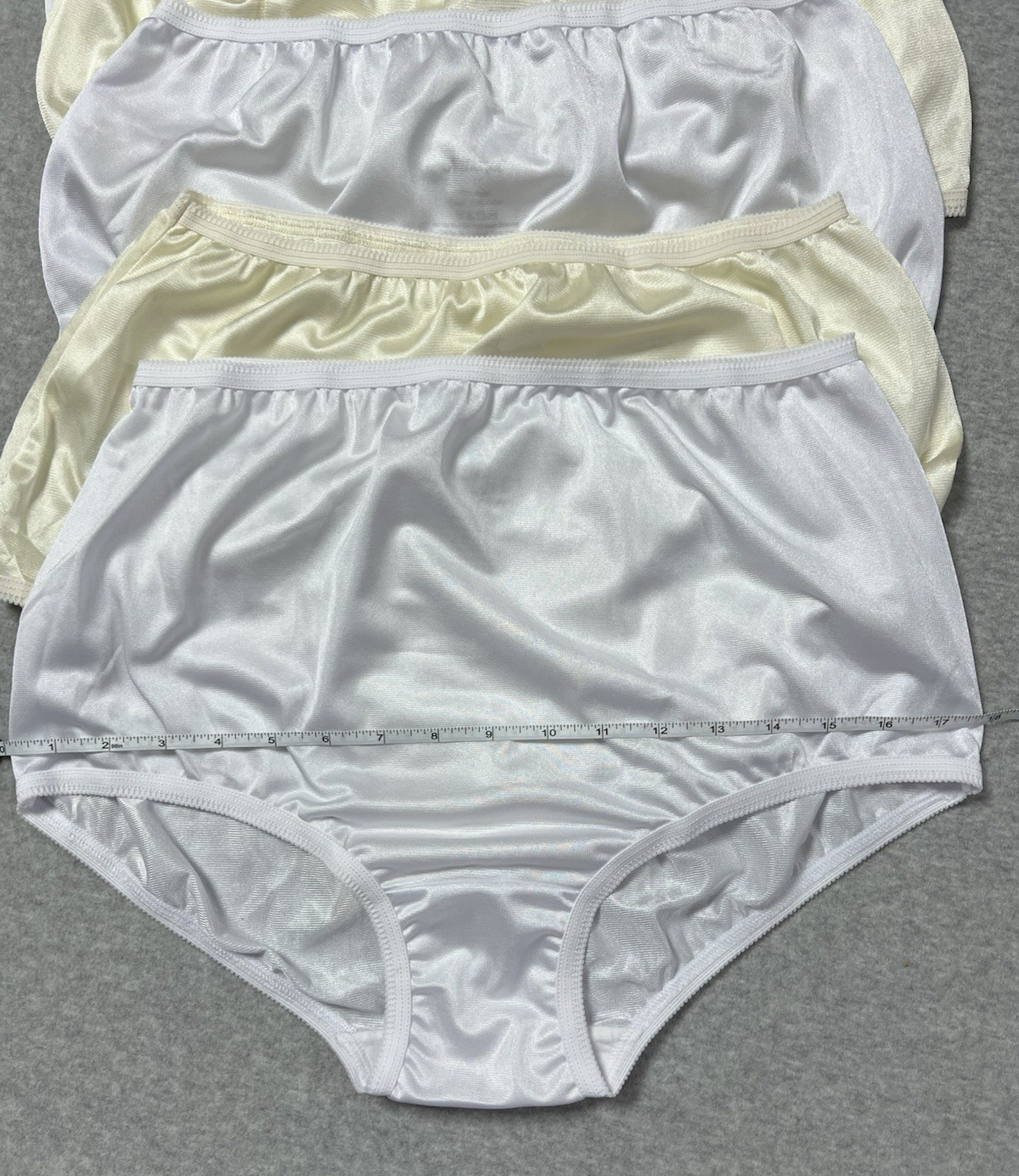 National 100% Nylon w Cotton Gusset 6 Pair Pack Briefs Panties Size 7 White Ivor