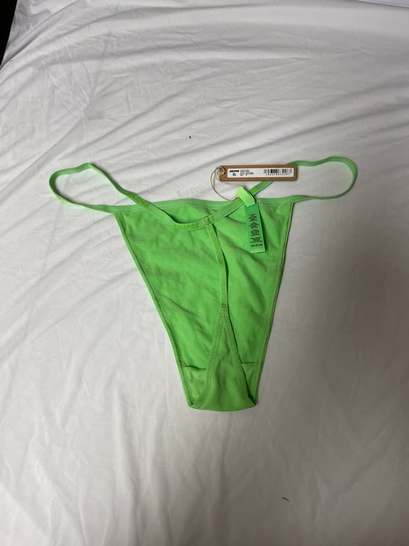 Cotton Logo String Thong – Neon Green B51