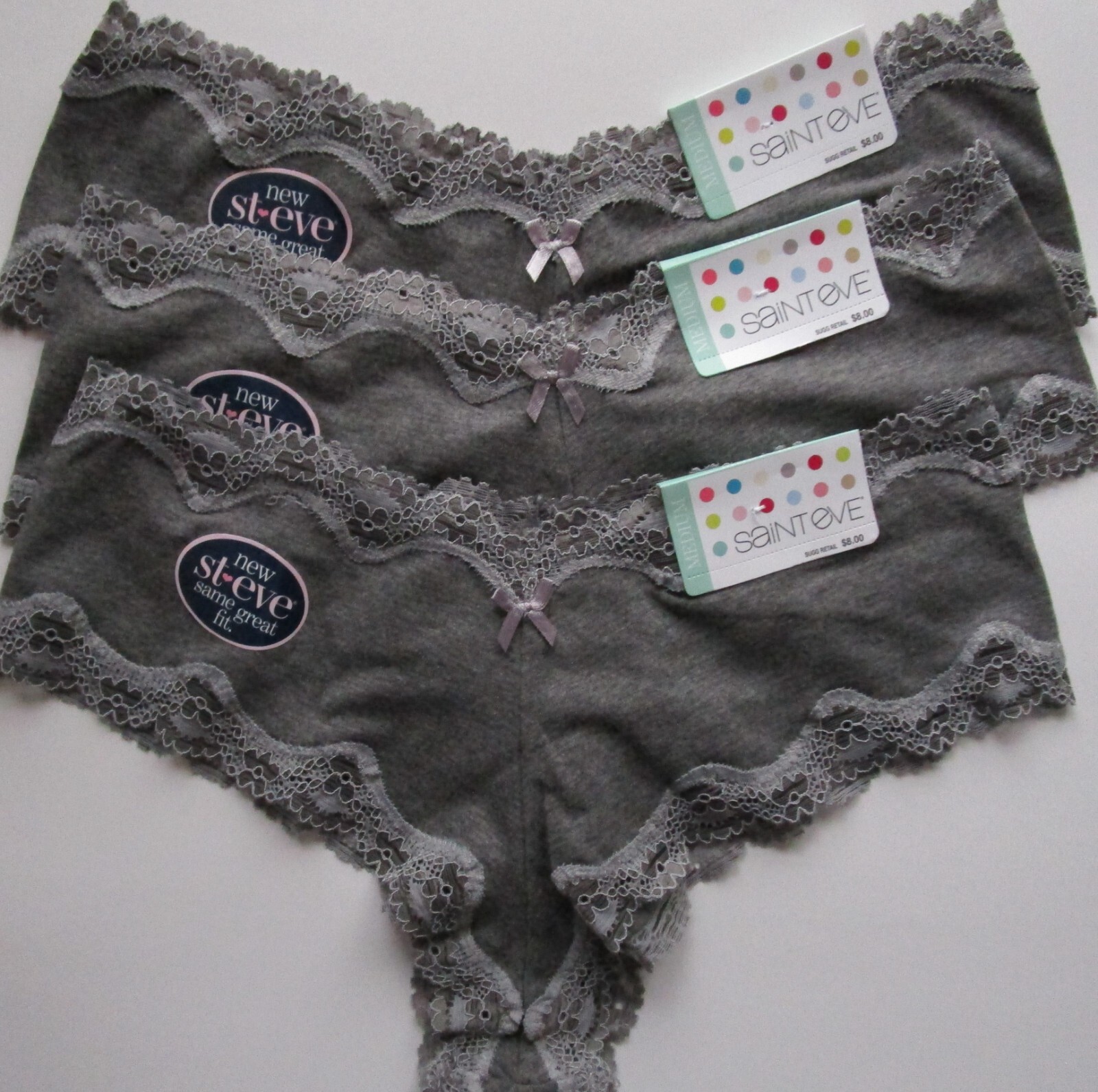 Saint Eve Juniors Cotton Blend Hipster Pantie 3 Pack Size Medium NWT Retail $24