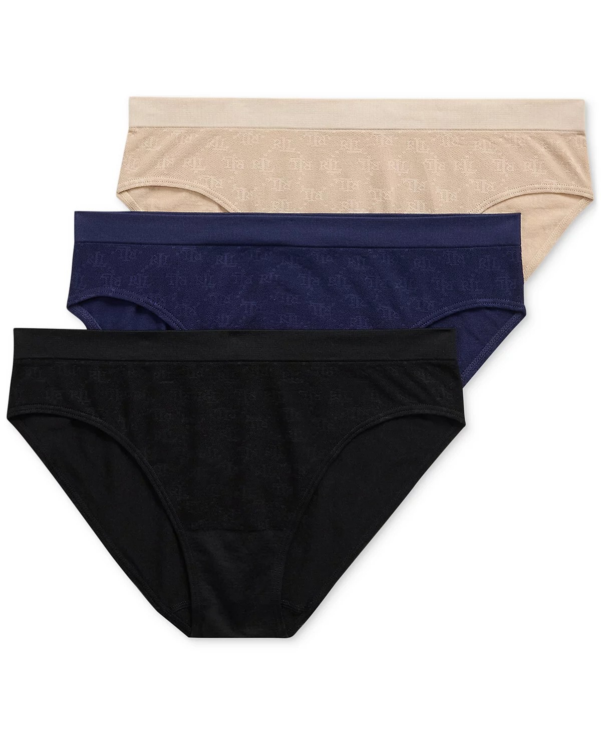 Lauren Ralph Lauren Monogram Mesh Jacquard 3-Pack Bikini Underwear Size Small