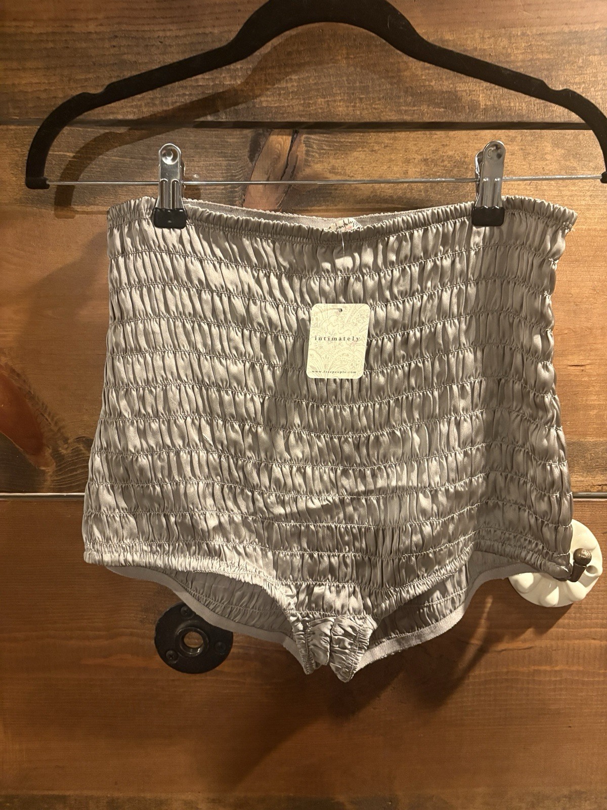 Free People Intimately Ruched Shorties Gray Size Medium NWOT High Rise Micro