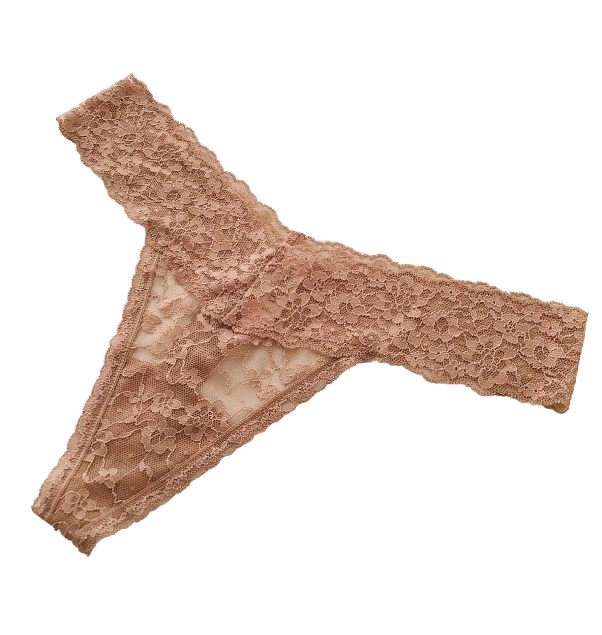 2 X NEW Victoria’s Secret Lacie Thong Panties-Large-Black And Beige NWT