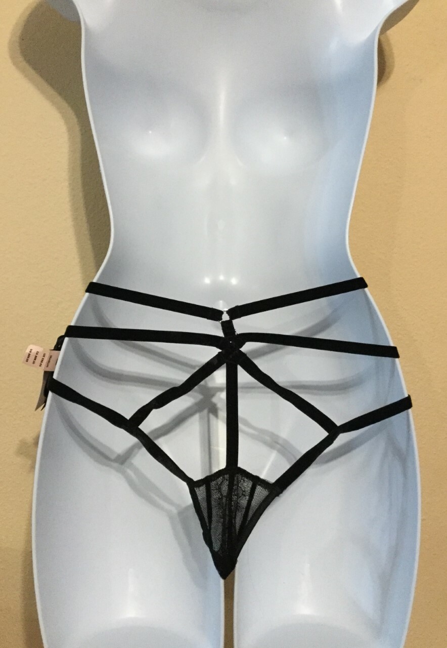 New Victorias Secret Designer Collection Mesh Lace Cut Out Strappy M Panty N5529