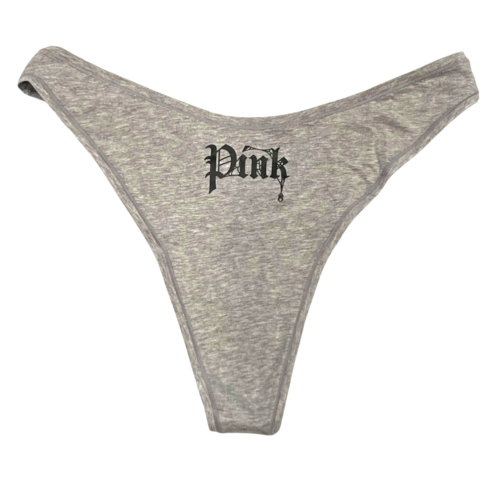 NWT VICTORIA’S SECRET PINK Thong Pantie Sz XS-S-M-L-XL Gray Black Halloween