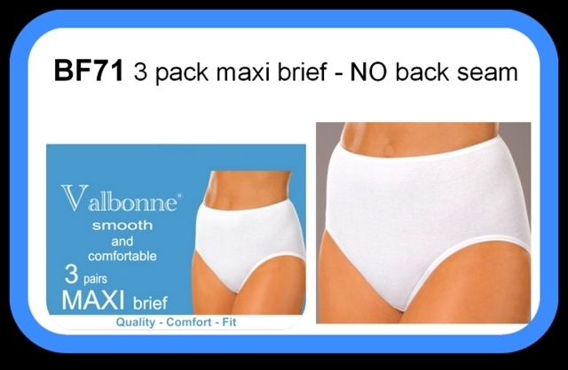 Valbonne Branded 3XPairs 95% Cotton/Lycra Comfort Maxi Brief(NO Back Seem)