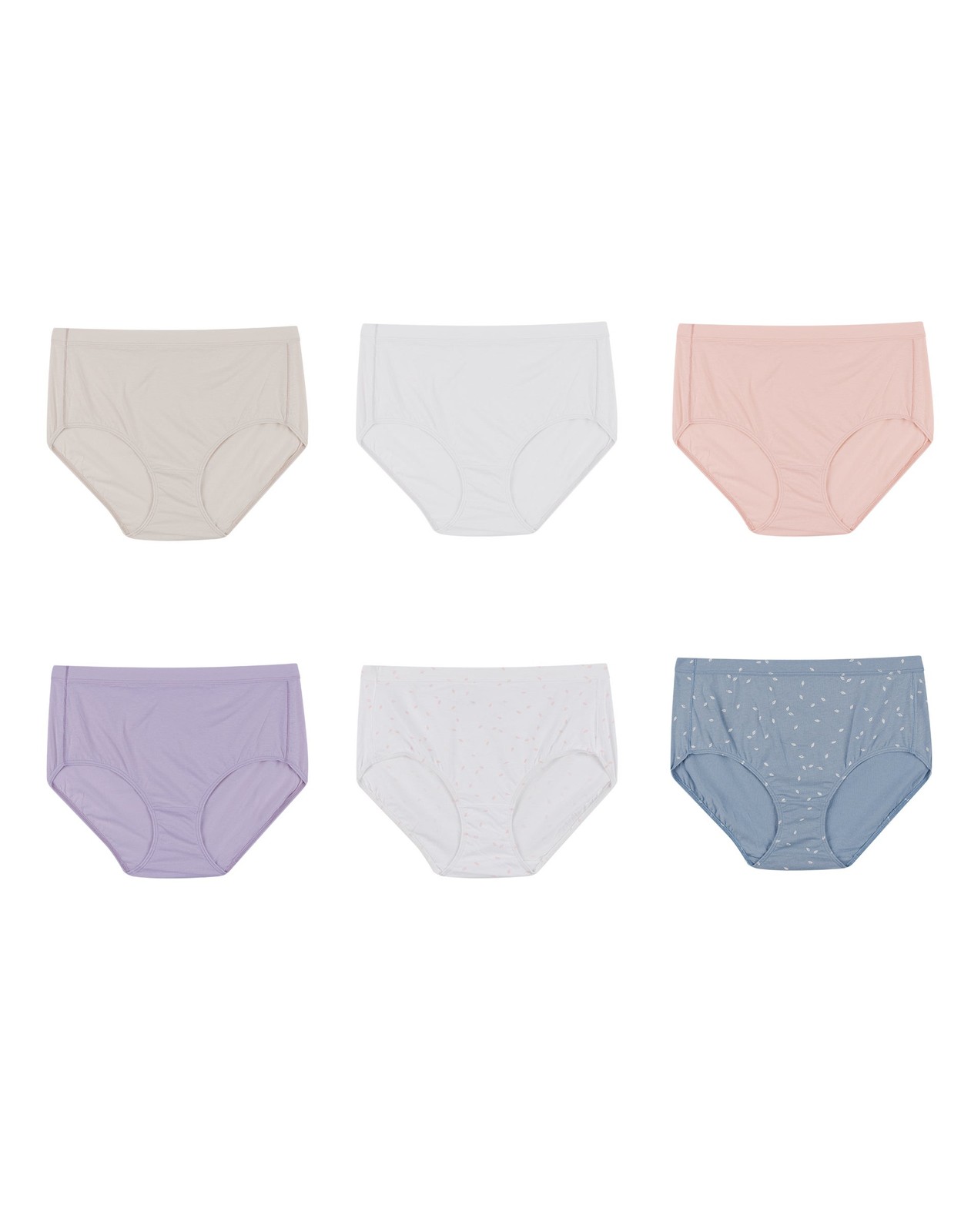 Hanes Womens Brief 6-Pack Pure ComfortSoft Waistband Assorted Colors Value 6-10
