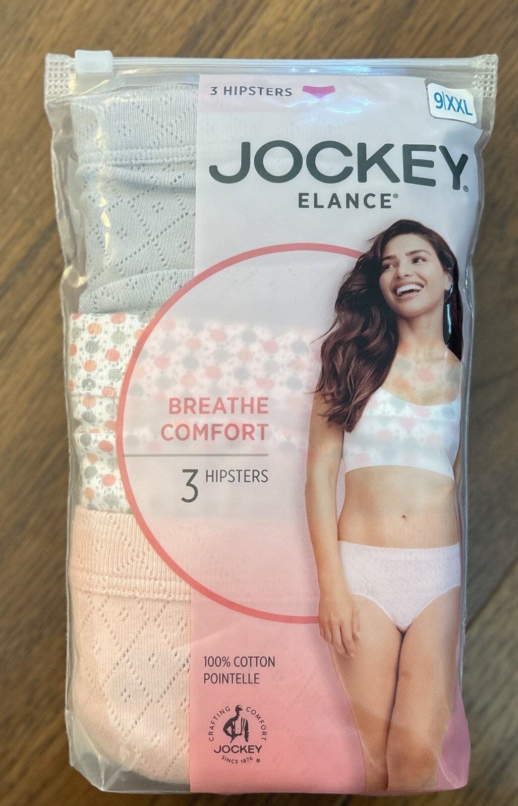Jockey 3-Pack Breathe Comfort Brief Hipster Panty 9/XL Underwear 100% Cotton New