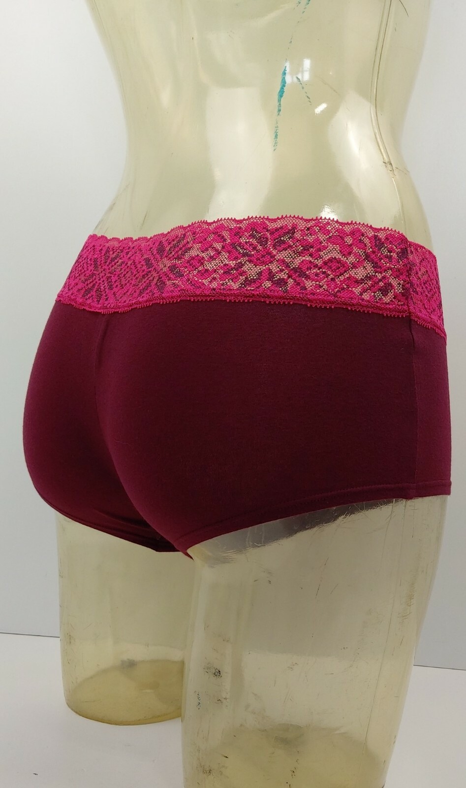 La Senza Claret (Red) Contrast Lace Trim Boyshort Knickers/Briefs – Size S to XL