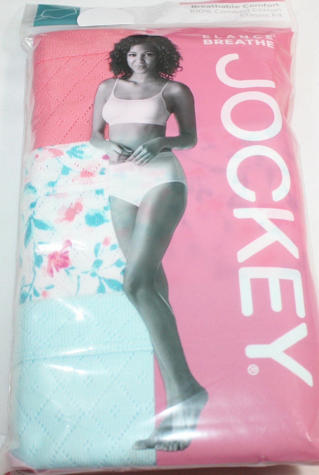 New 3 pack JOCKEY 100% combed cotton BRIEF BREATHABLE comfort CORAL GREEN floral
