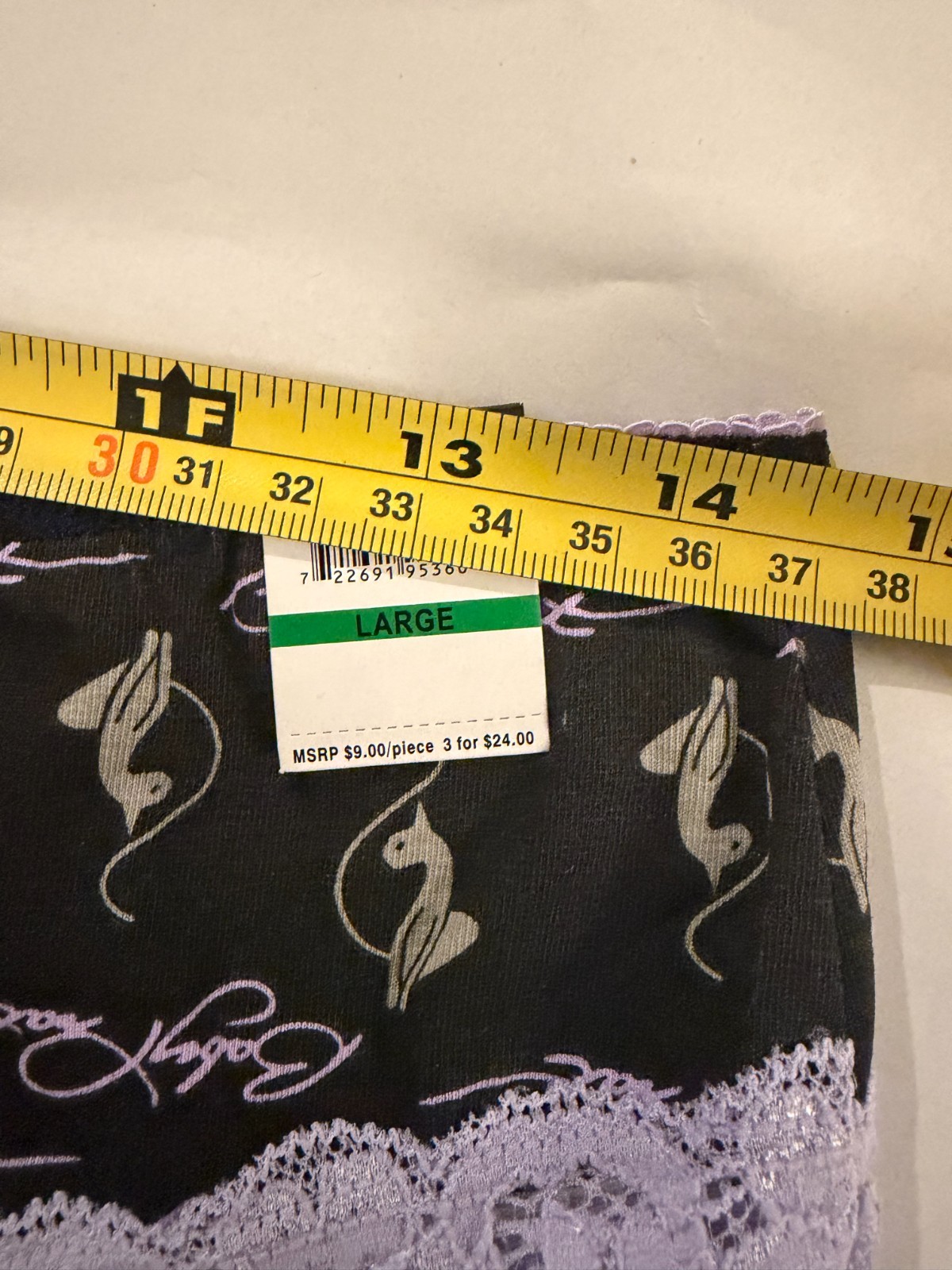 Baby Phat Panties Women’s Large Black Purple Lace Trim Cat Logo Charm Brief NWT
