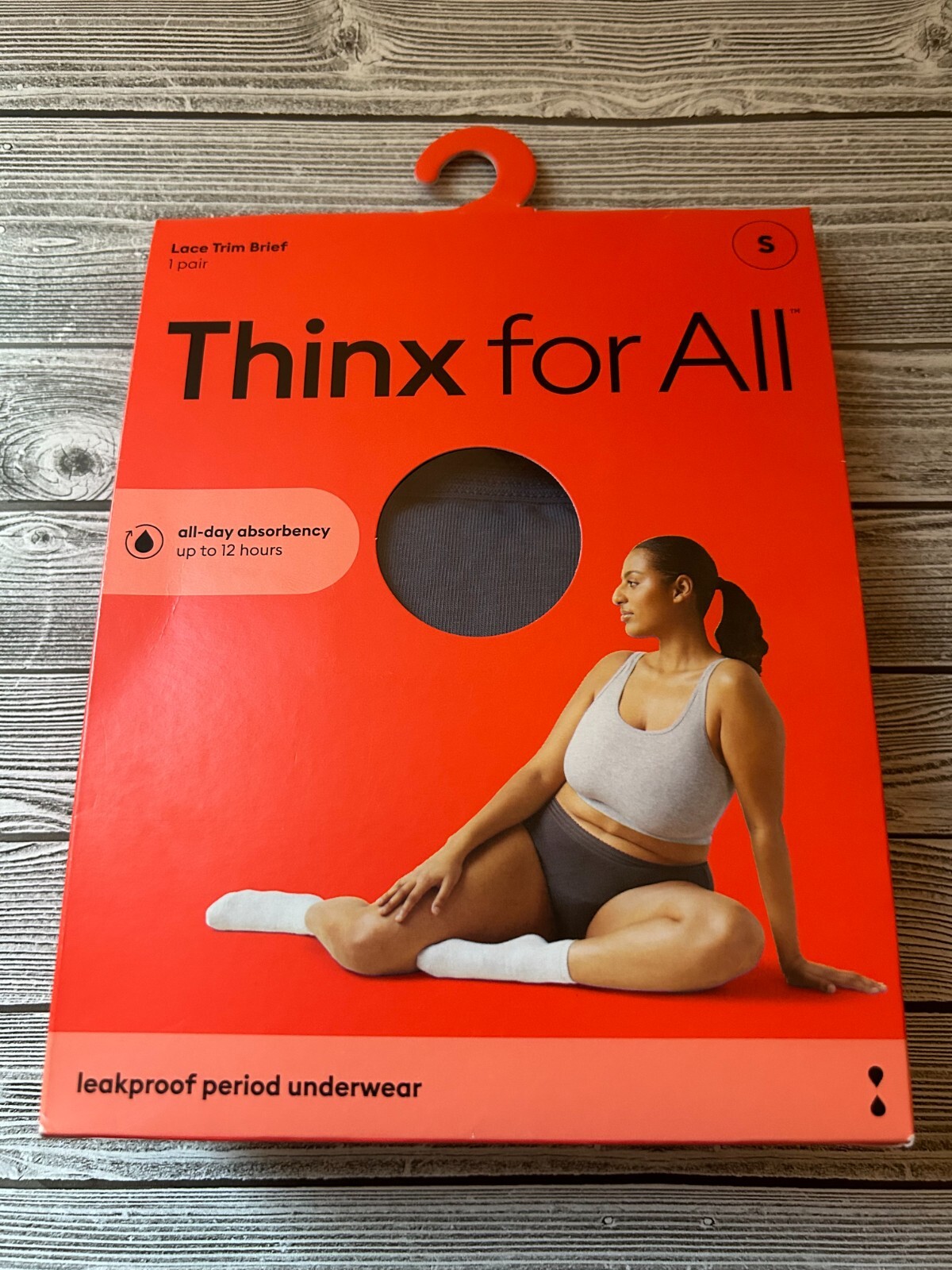 Thinx for All-All Day Absorbency Leakproof Period Underwear Lace Trim Storm SM