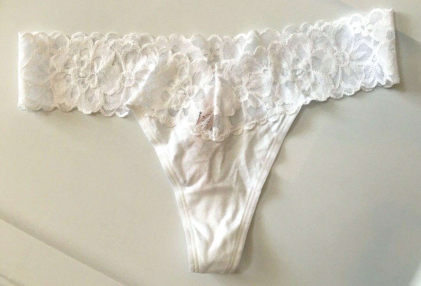 Victoria’s Secret White Thong Size XS-M-XL Soft Cotton Modal Floral Waistband