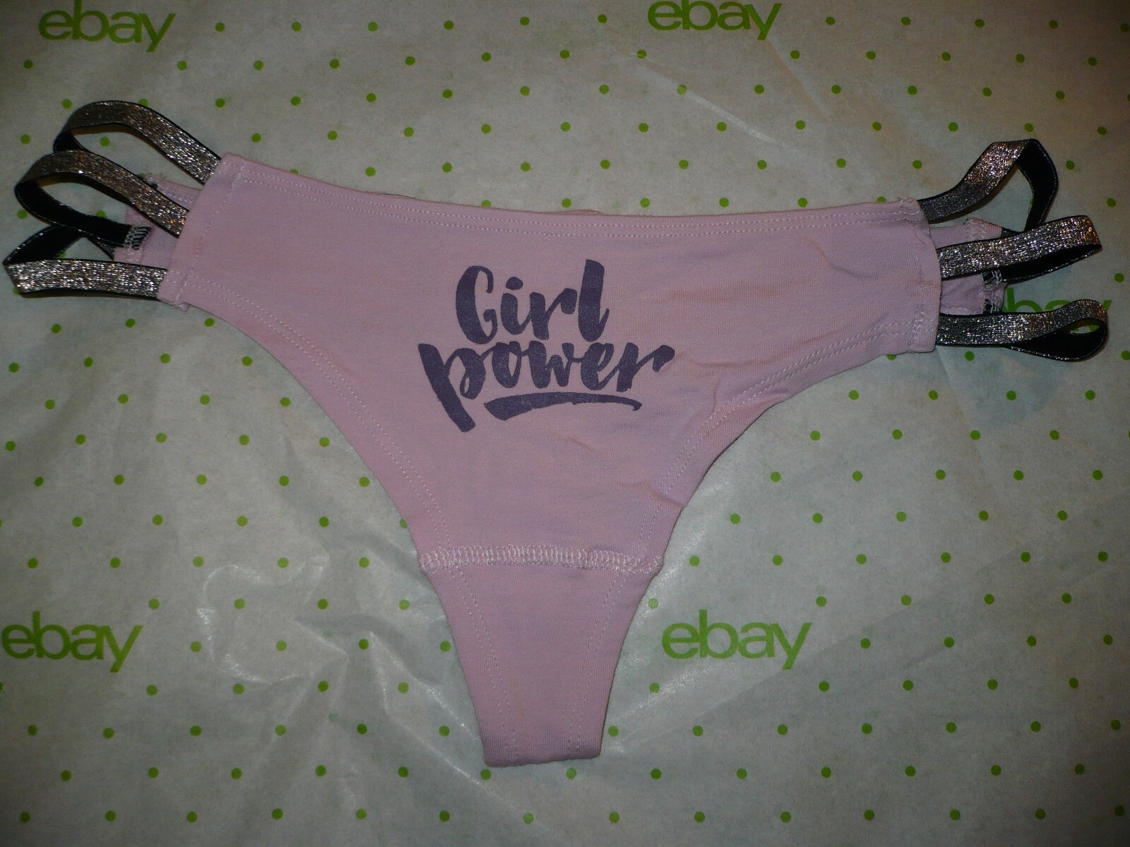 Rue 21 Women’s Thong Panties X-LARGE Strappy Cotton Lavender Girl Power