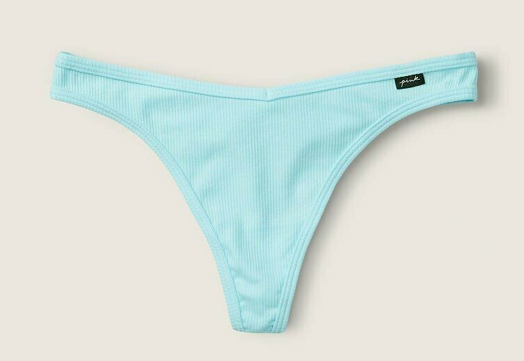 Victoria’s Secret PINK Sexy Thong String V-Cut LOGO Blue Breeze S M L XL NWT