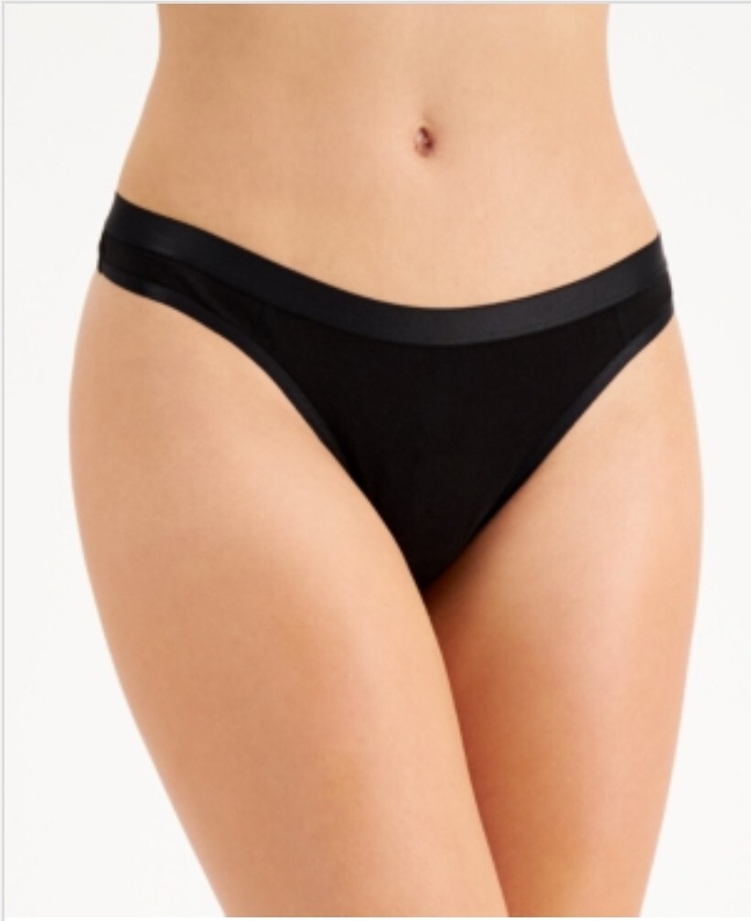 Jenni No Show Thong Underwear Panties Classic Black NEW Size Medium 95% Cotton
