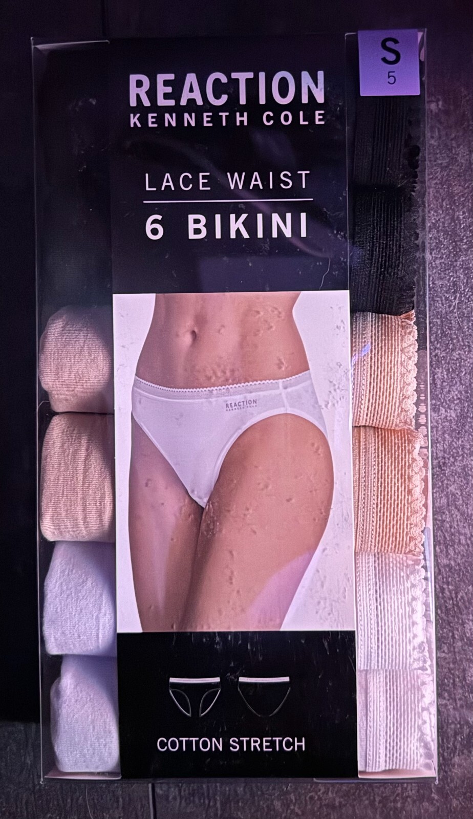 Reaction Kenneth Cole Black Tan White 6 Brief Hi-Cut Women’s Underwear Intimates