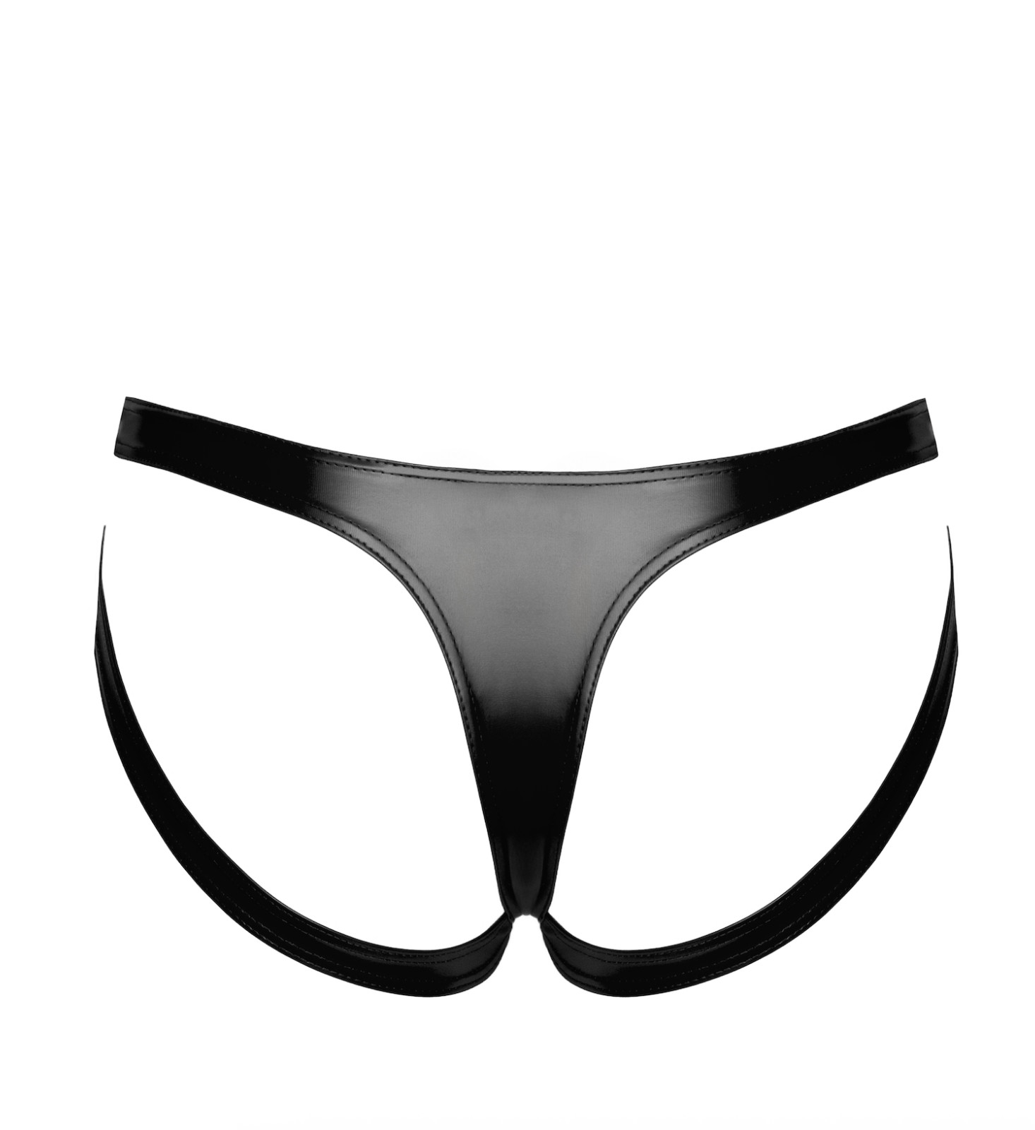 Noir Handmade F393 Troublemaker Black Wetlook Strappy Panties Lingerie Briefs