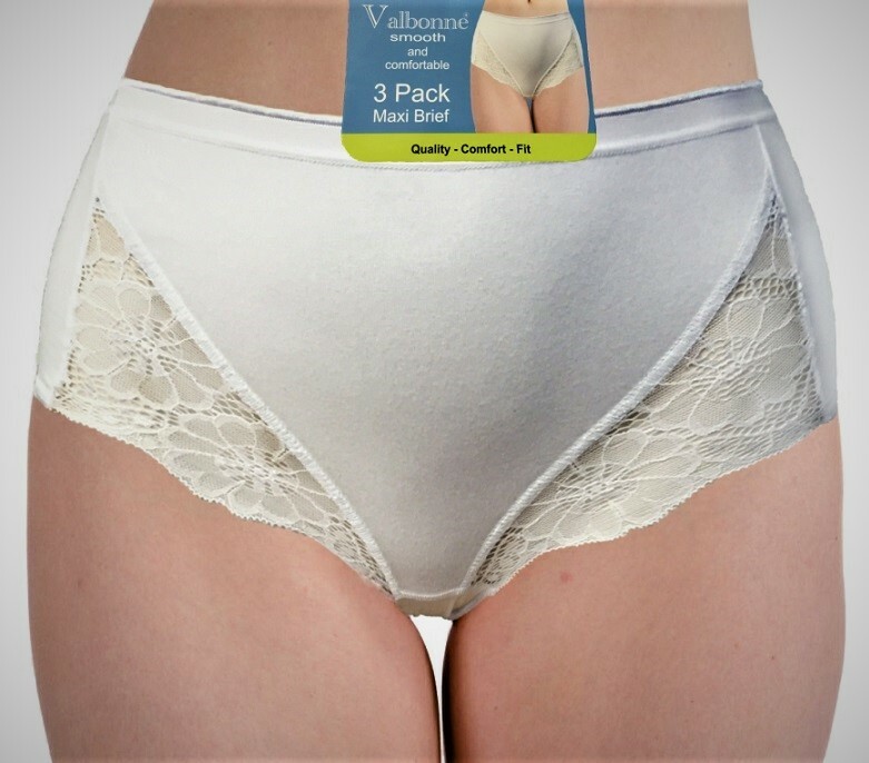 Valbonne Branded 3XPairs 95% Cotton/Lycra Comfort Maxi Brief(NO Back Seem)