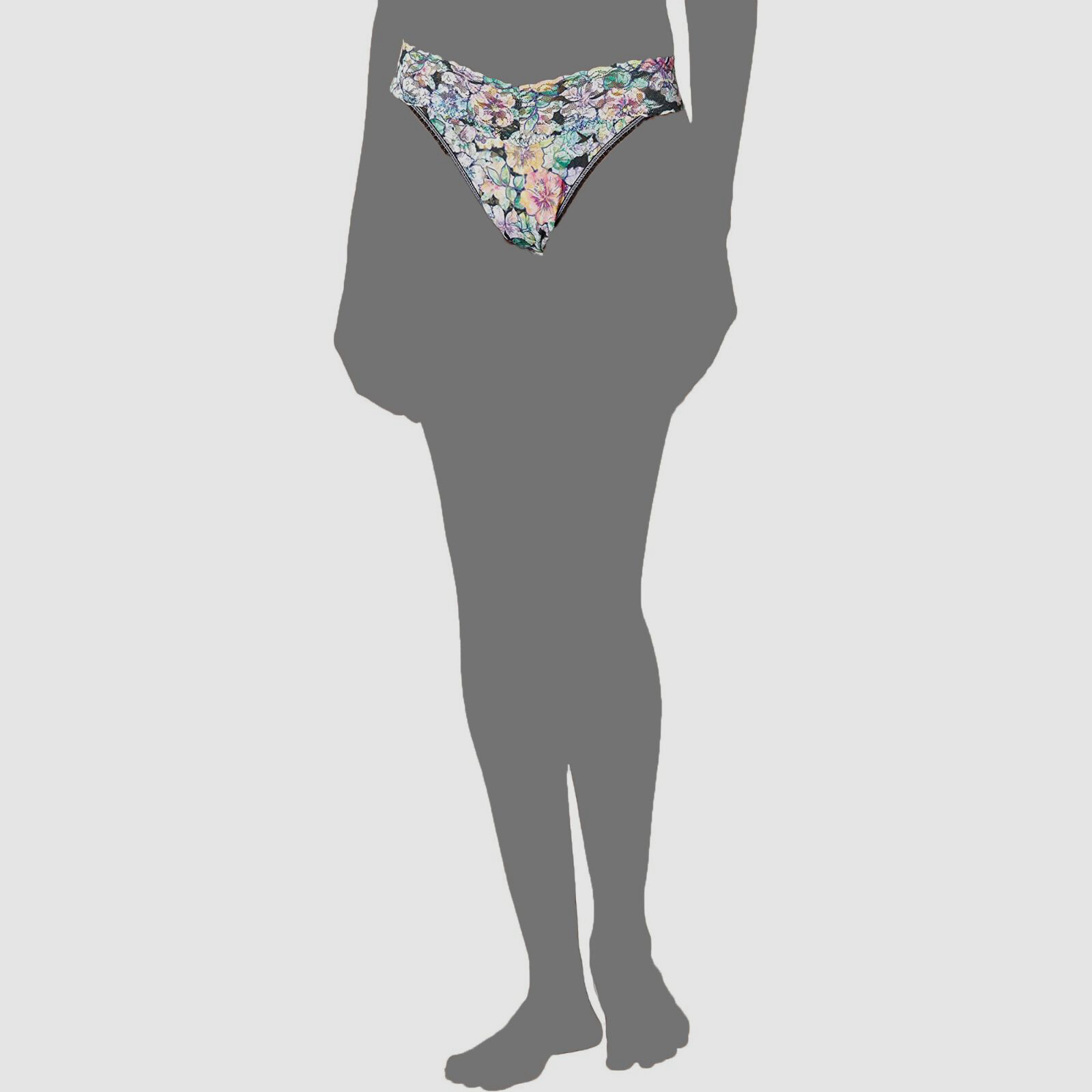 $25 Hanky Panky Womens Black Original-Rise Floral Lace Thong Panty Size OS(4-14)
