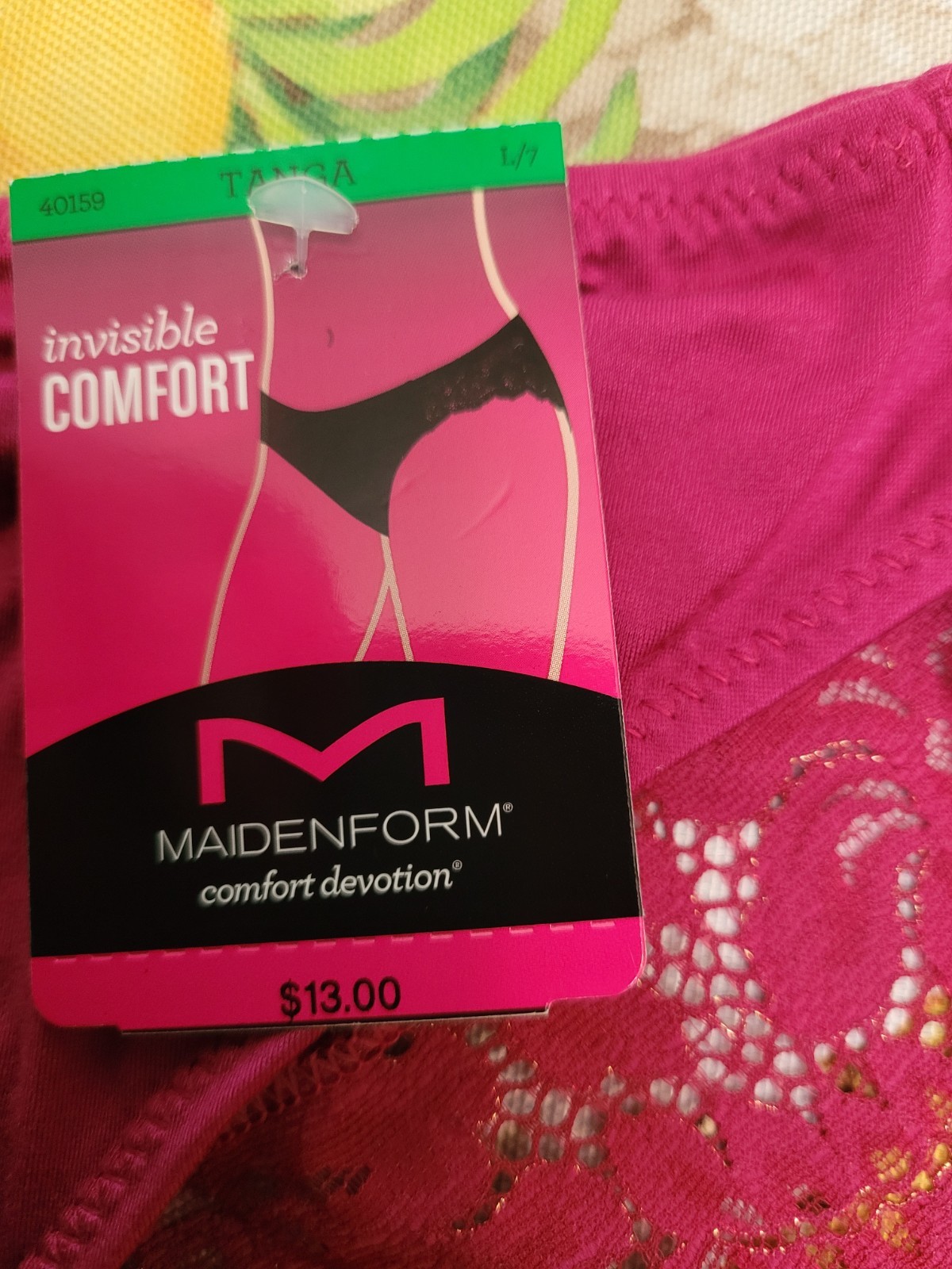 7/L MAIDENFORM Valentine Fuschia Red Bling SeXy Shiny LACE TANGA PANTY 40159 $13