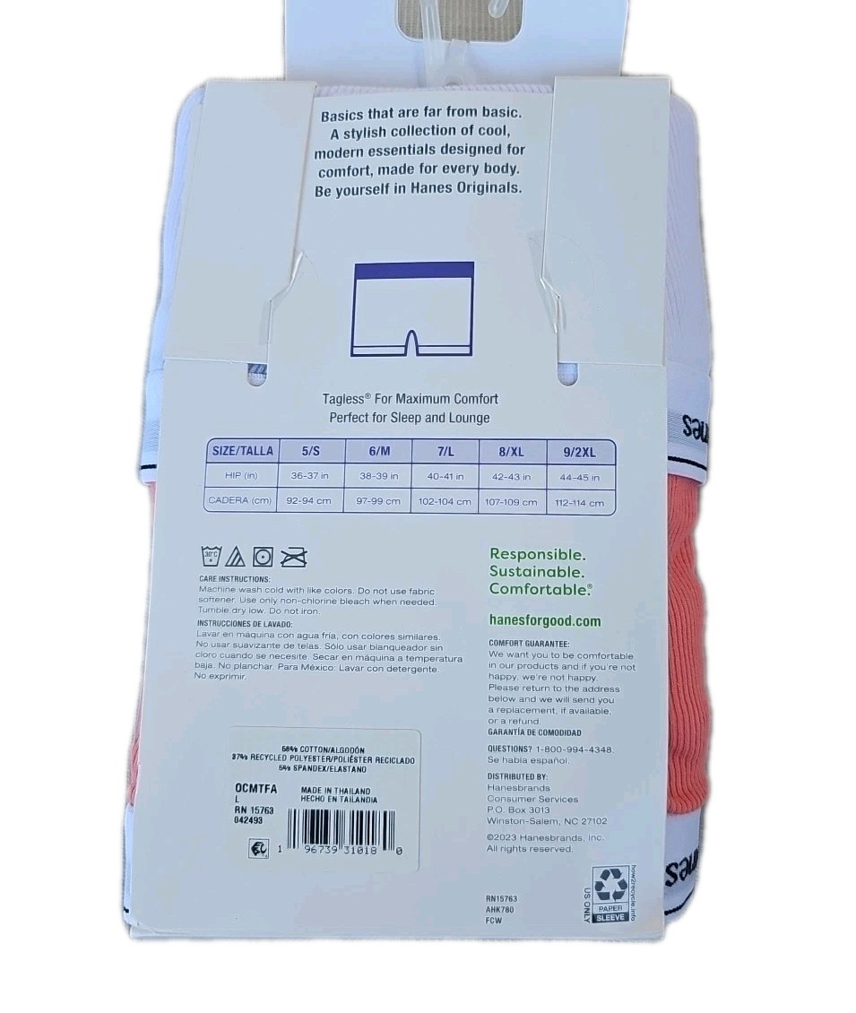 Women’s Hanes MID-THIGH BOXER BRIEFS 4-Pack Originals Cotton Stretch 7 Large