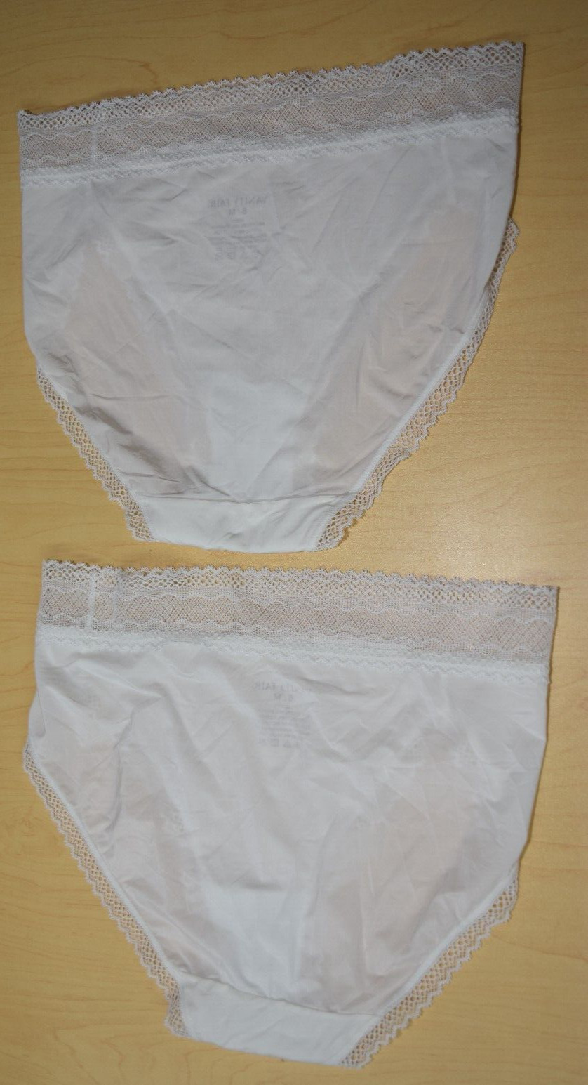 2 White Flattering Lace Hi Cut Panty No pinch No Show 13280 M Medium Lot