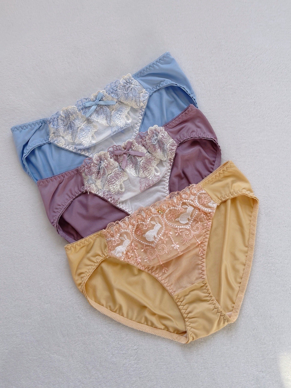 Set Of 3! US-M/JP-LL Japanese Brand Cute Embroidery Smooth Nylon Panties Girls