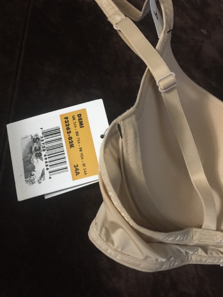 NWT Calvin Klein Womens DEMI UNDERWIRE SAND DUNE BEIGE Sz 34A $38
