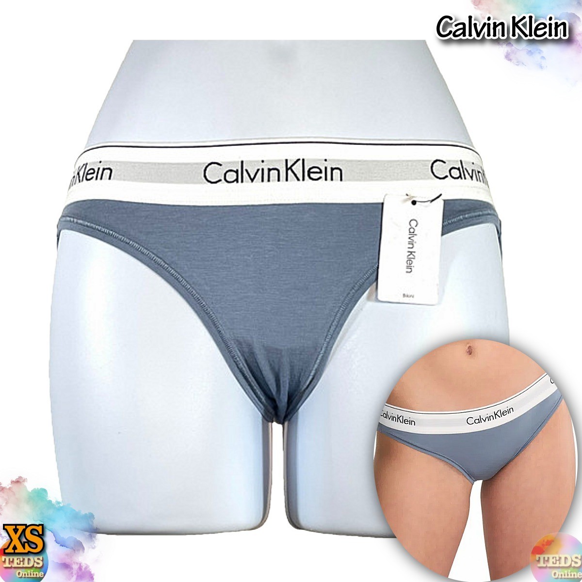 NWT 1-Pack Calvin Klein Women’s XS Modern Cotton Logo Bikini F3787 Blue