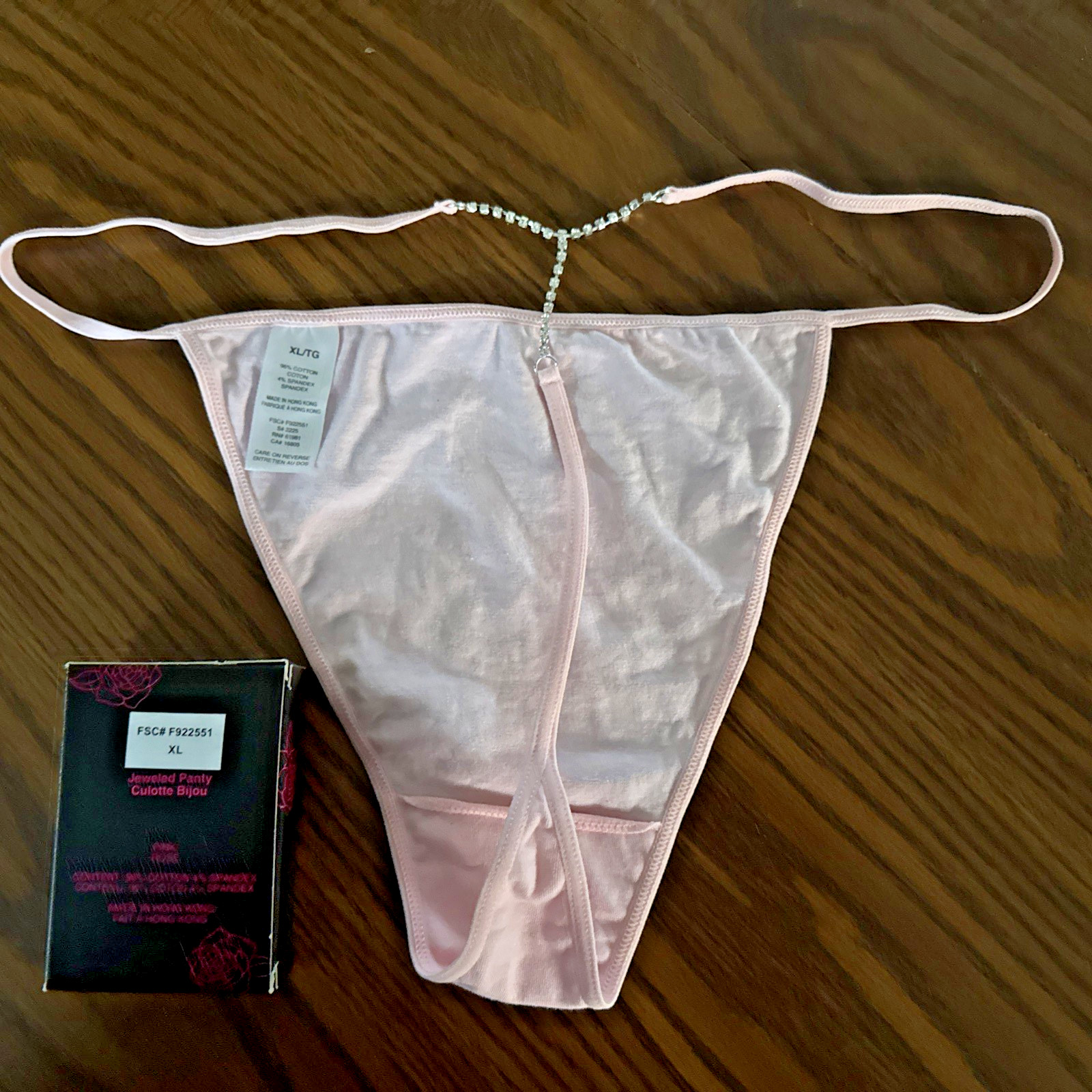 Jeweled Panty Culotte Boijou ~ Size XL ~ Pink Rose ~ Rare ~ Thong – New In Box