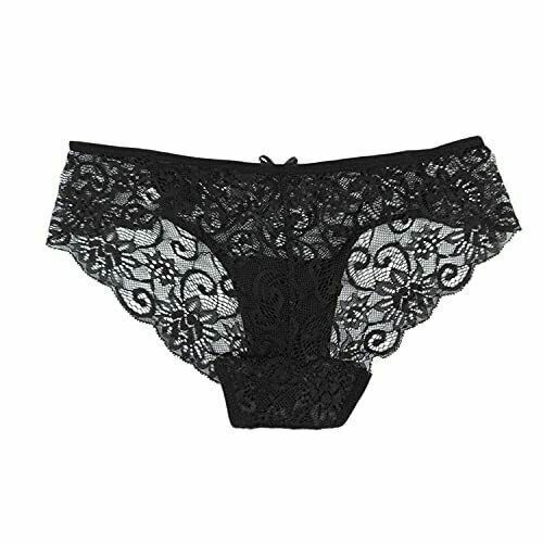 3pc Sexy Black Lace Panties Women Sheer Floral Design Mid-Rise Medium U95x
