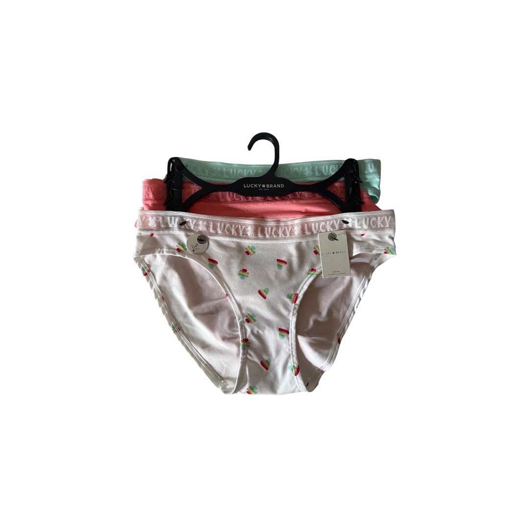 3 Super Soft Lucky Brand Ditsy bikini Panties 90% Polyester 10% Spandex Size M