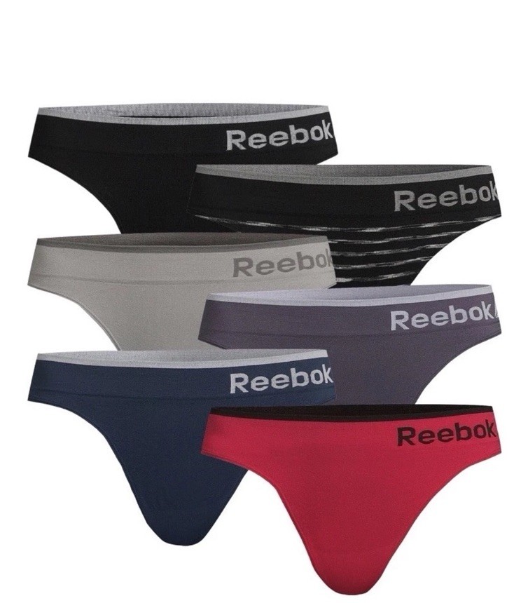 Women’s Reebok Seamless Thong, 6-Pack Size Assorted Colors 2XL (20-22) NWT