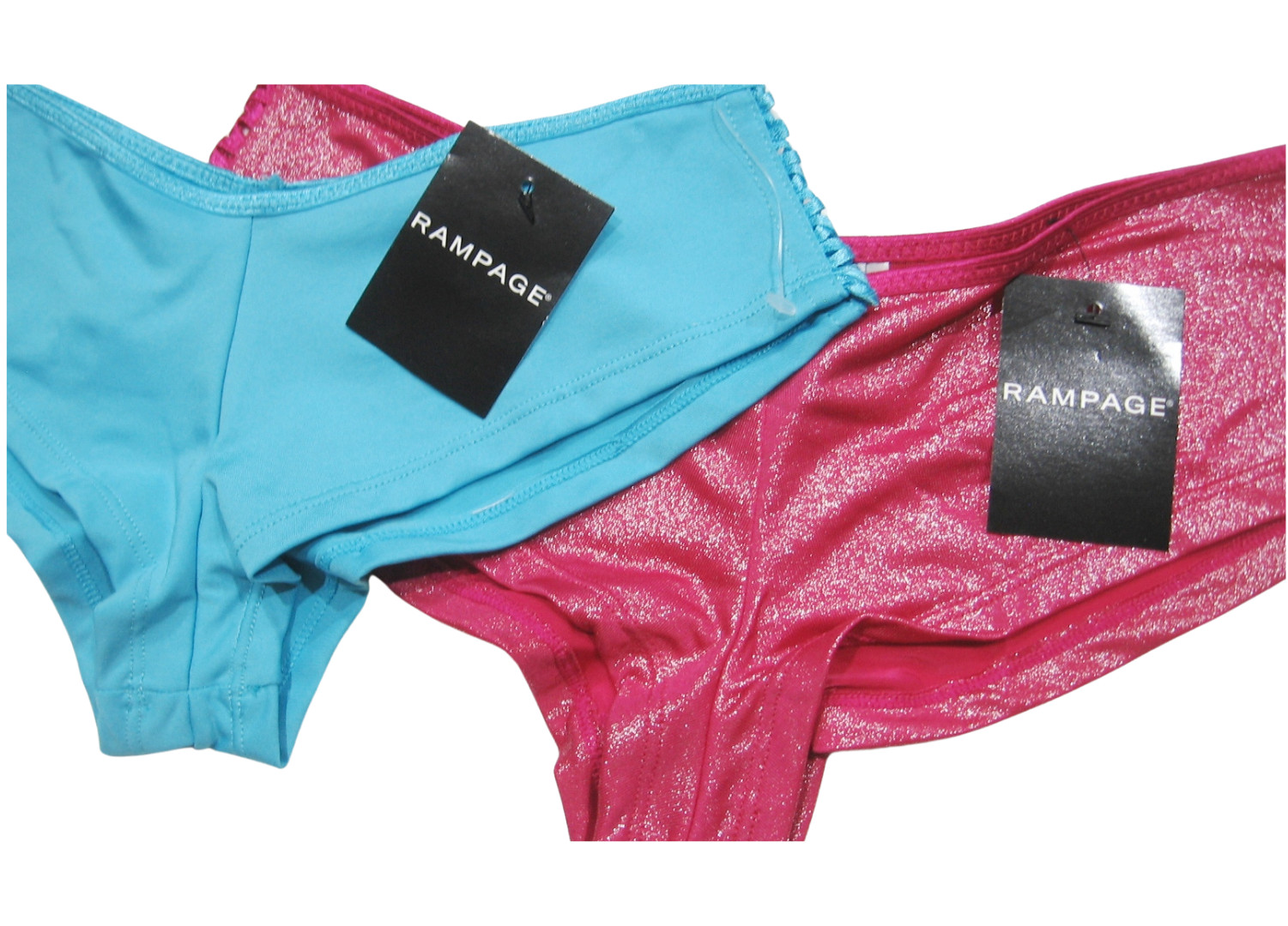 A0469 Rampage NEW Women’s Side Ribbon Lace-Up Microfiber Boyshorts Blue Hot Pink