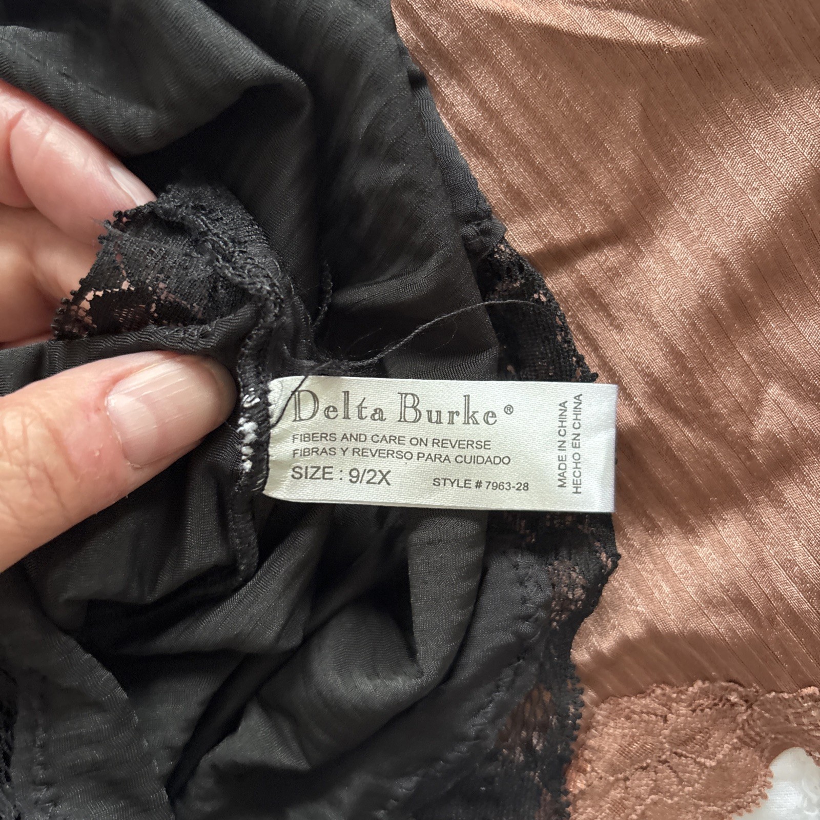 VTG NWT Delta Burke Womens Lace Hipster Panties 2pk Brown Black Size 9 2X