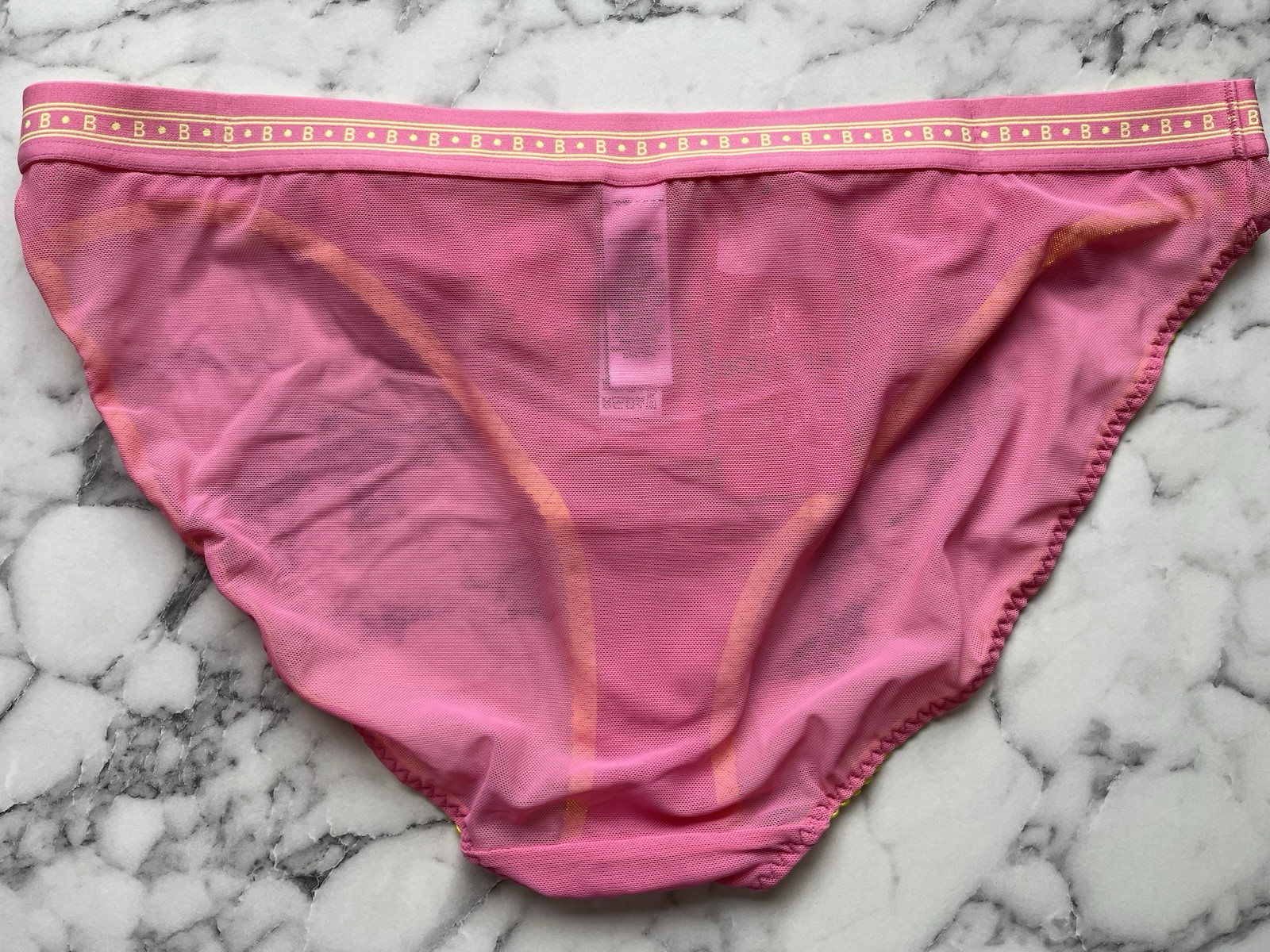 M&S Boutique Pink Multi Embroidery Mesh High Leg Knickers Size M 12-14 Brand New