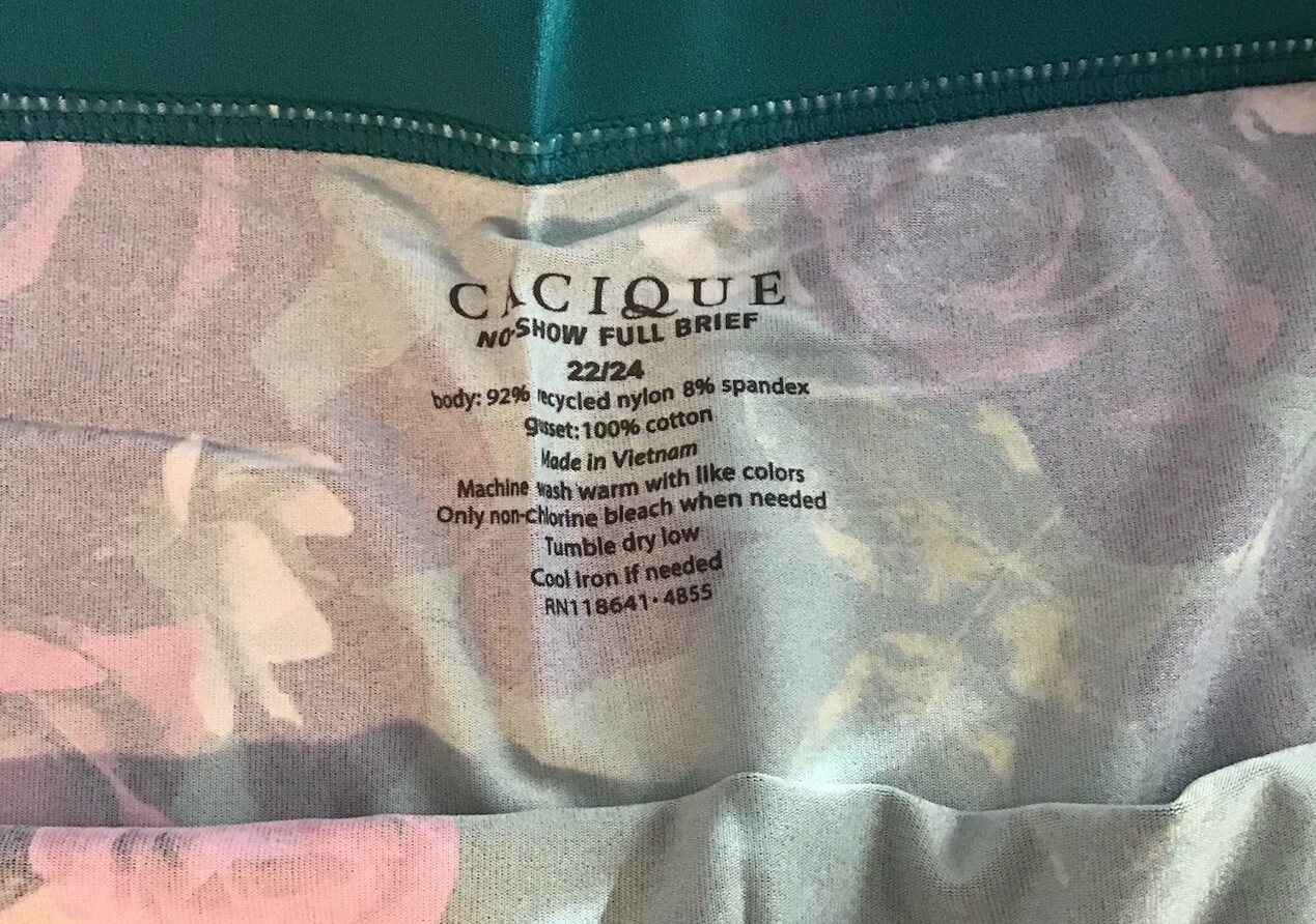 NWT CACIQUE NO SHOW FULL BRIEF SIZE 22/24 DARK GREEN FLORAL