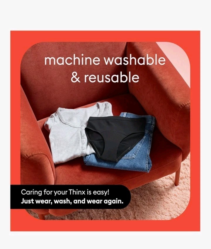Thinx Leakproof Reusable Machine Washable Briefs Black 3X Women Panties