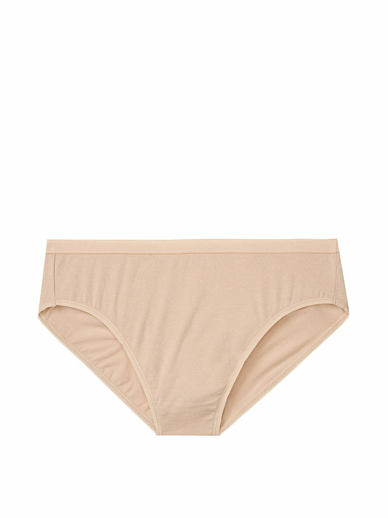 L Nude Beige Stretch Cotton Waist Victorias Secret High Leg Waist Brief Pantie