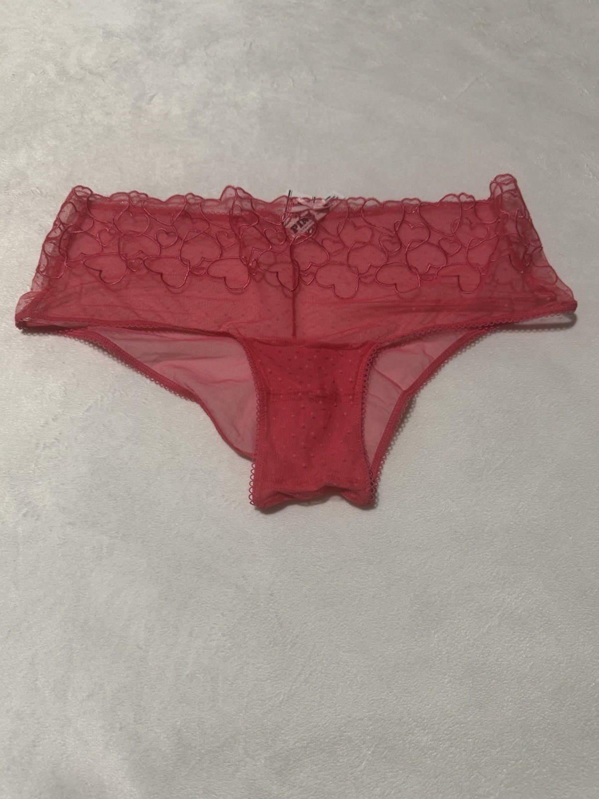 Victoria’s Secret PINK Heart Embroidered Mesh Hipster Panty Pink Size XL
