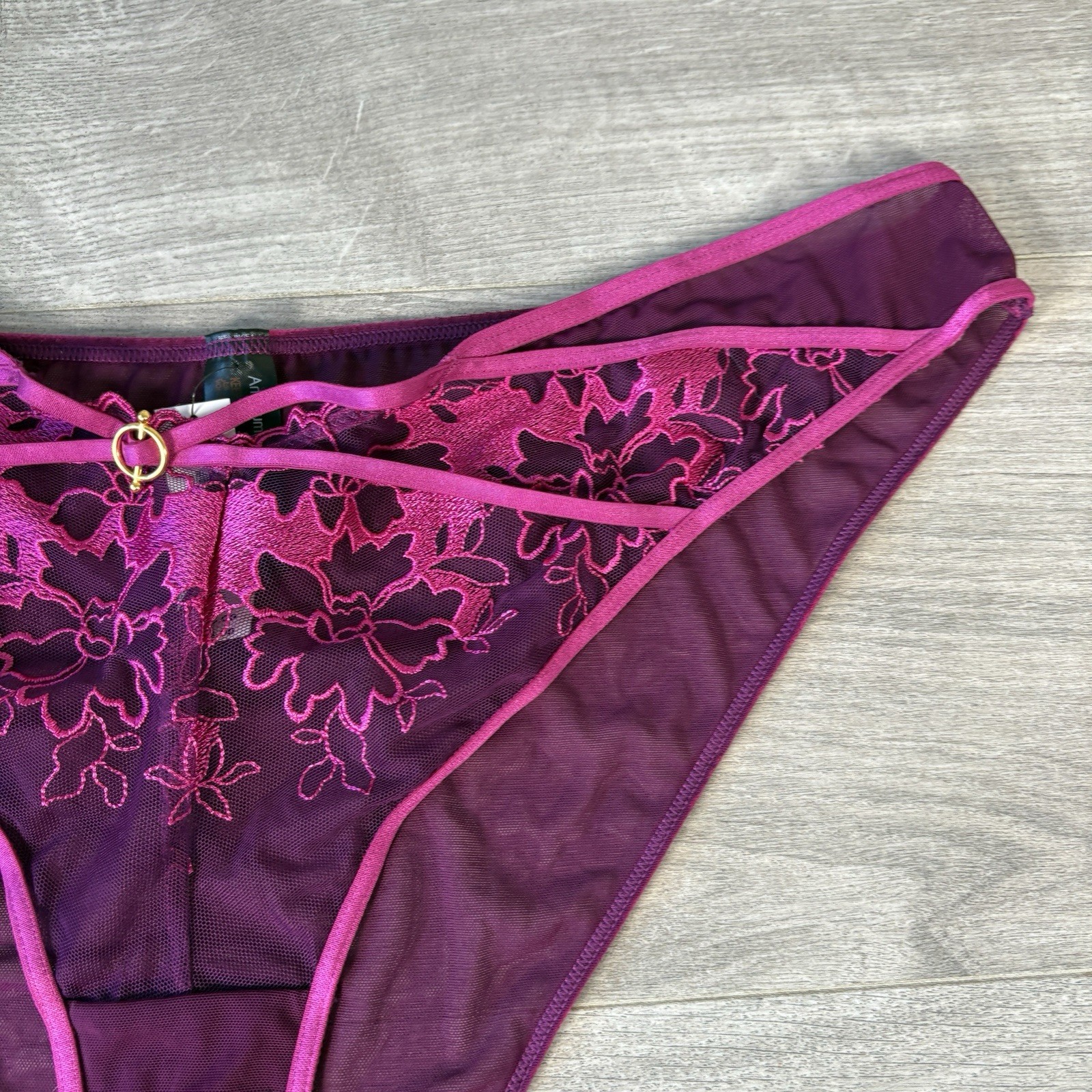 Ann Summers Briefs The Truthful Brazilian Purple Floral Uk 18 New With Tags