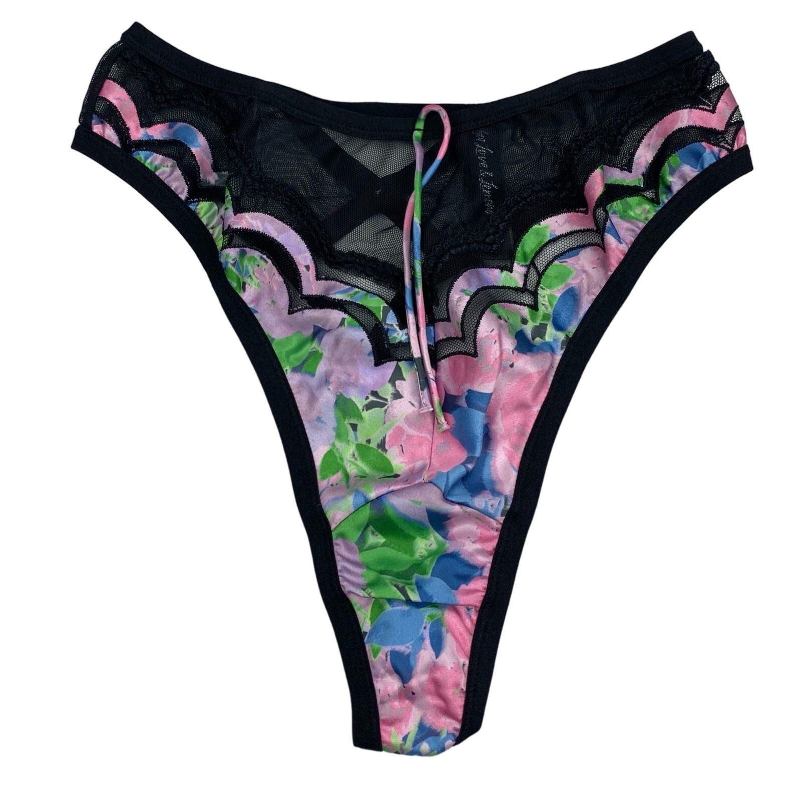 NWT FOR LOVE & LEMONS Odette Floral High Waist Thong Panty Sz XXS