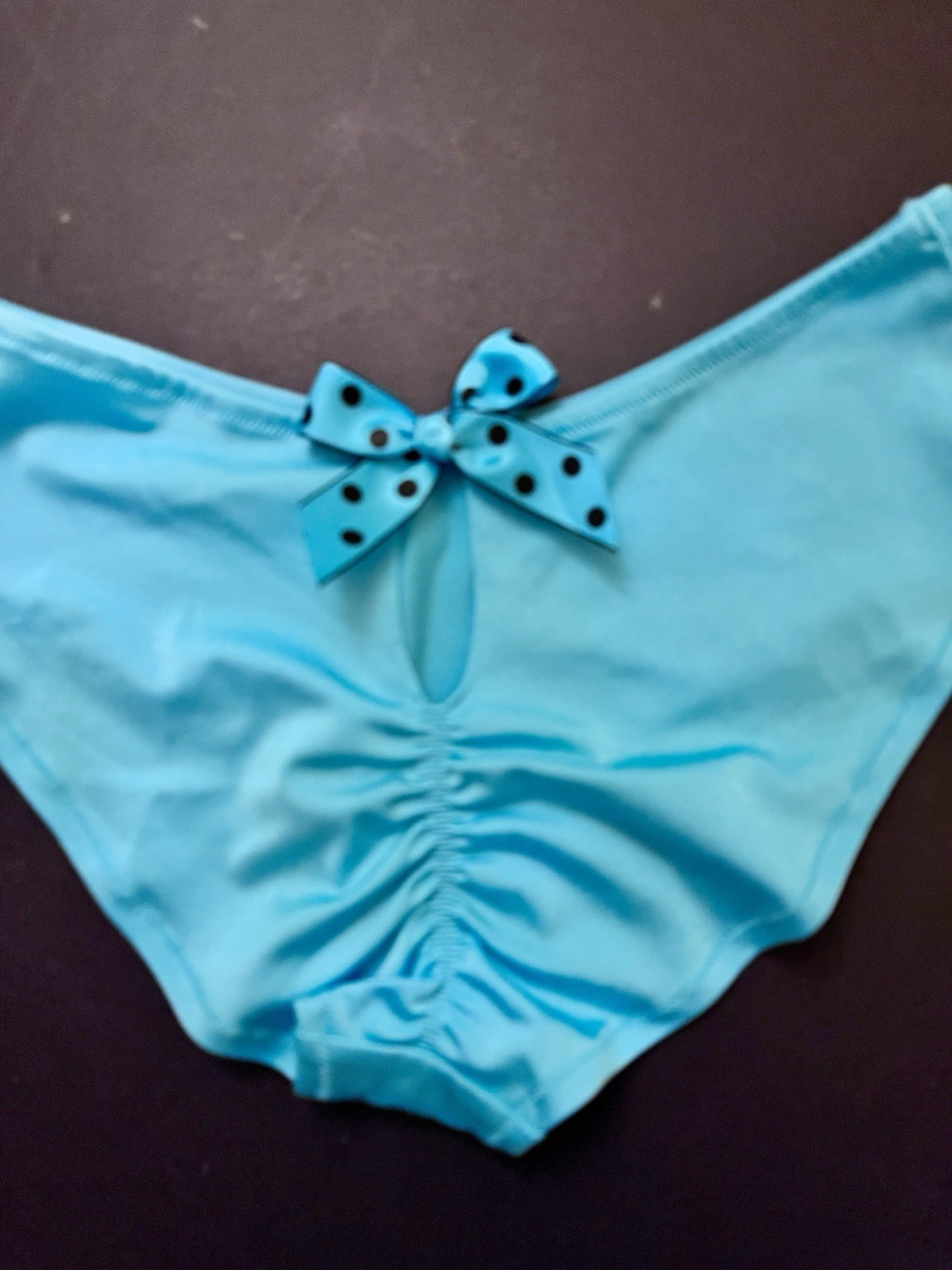 NWOT Women Small Victoria’s Secret Vintage Y2K Turquoise BOW BACK ROUCHED PANTY