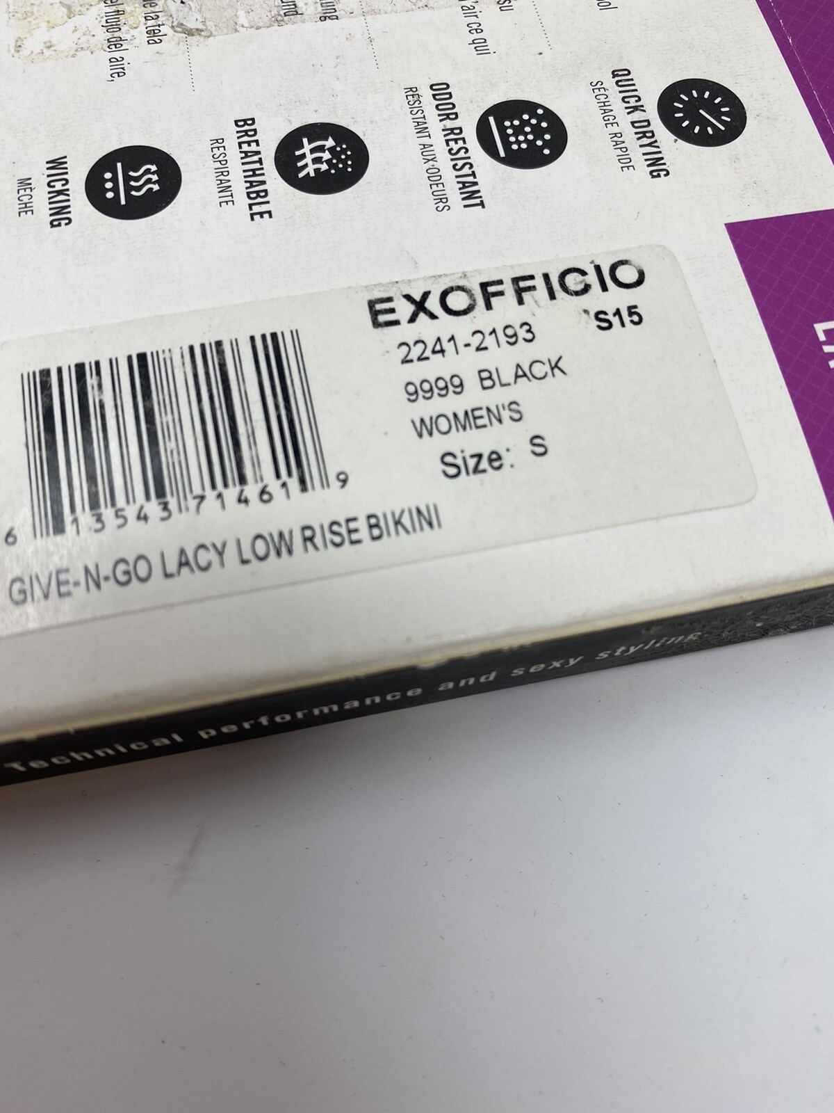 Exofficio Women’s Give-N-Go Lacy Low-Rise Bikini Briefs -XS, S, L, XL – NEW!