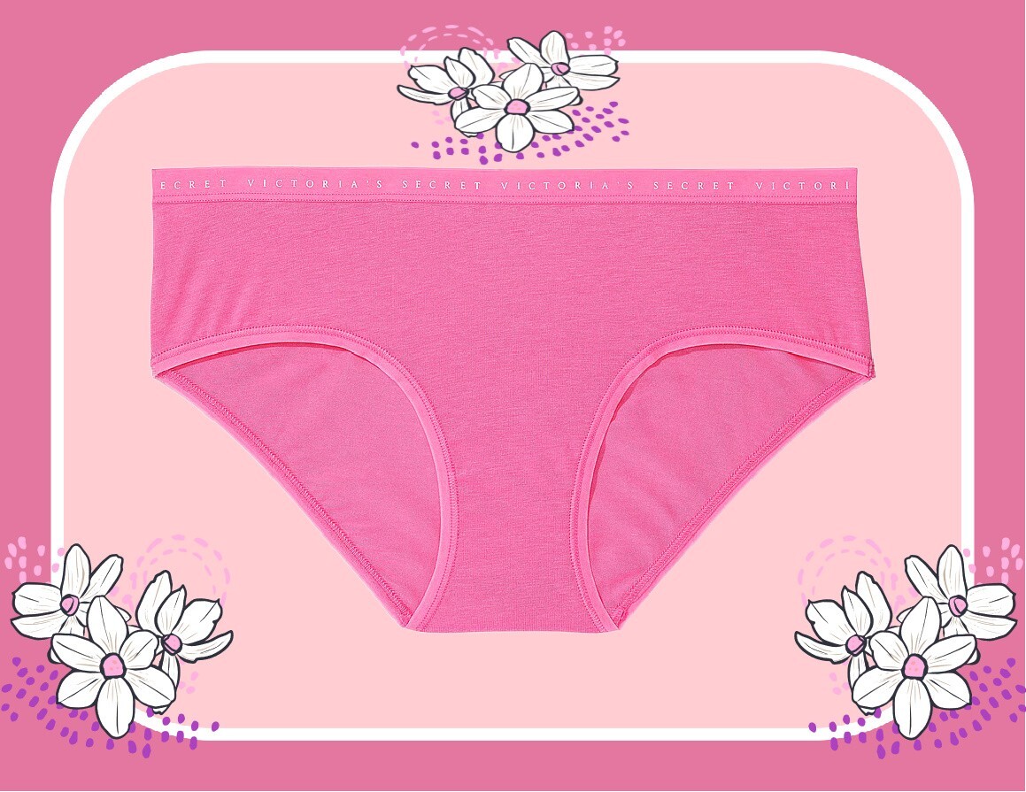 XL Spring Pink Stretch Cotton LOGO Waist Victorias Secret Hiphugger Brief Panty